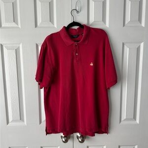 Red Brooks Brothers Polo Shirt Gold Logo 100% Cotton Size L Original Fit